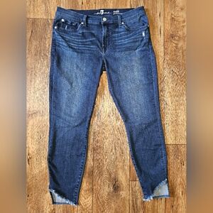 7 For All Mankind Blue Ankle Gwenevere Cropped Jeans Size 31